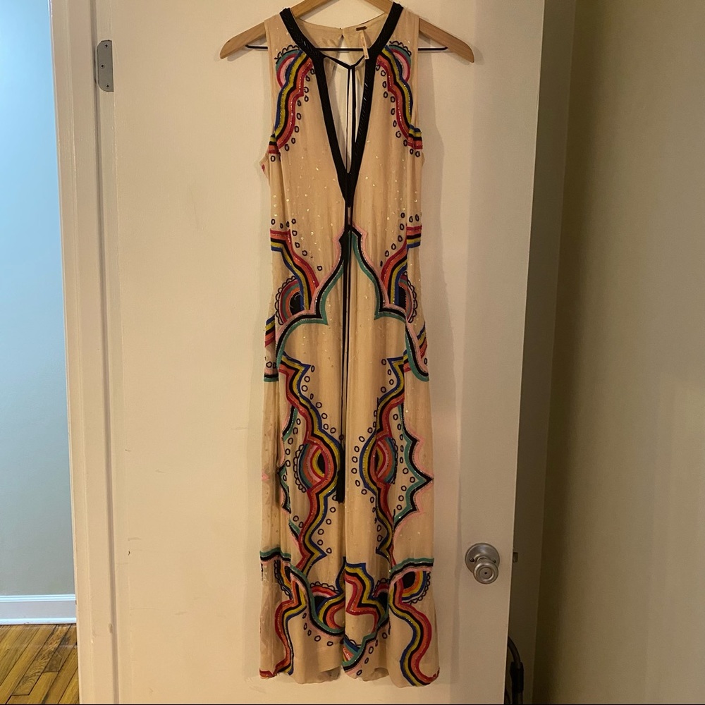FREE PEOPLE | Beaded Multi Color Formal Midi Dress